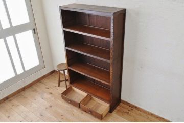アンティーク家具　日本楽器製(山葉、ヤマハ)引き出し付スタッキング本棚