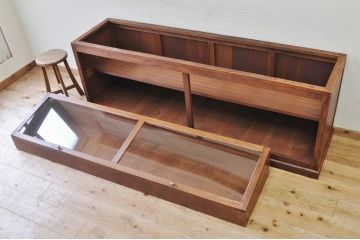アンティーク家具　極上!古いナラ材の上開きガラスケース
