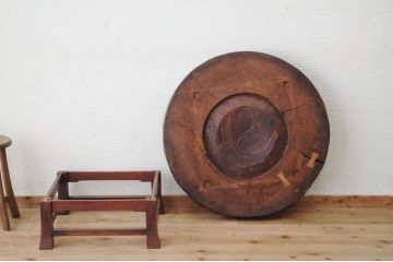 アンティーク家具　☆古い欅材の漆塗り切り株座卓