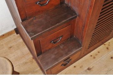アンティーク家具　珍品希少!変わり型の小振りな京都階段箪笥