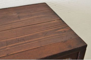 極上美品!古い欅材と栗材の上質なモールガラス収納棚