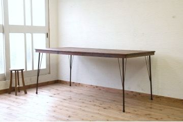 アンティーク家具　☆古い木の大きな鉄脚作業台1