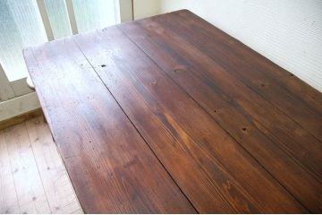 アンティーク家具　☆古い木の大きな鉄脚作業台1