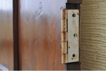 古い木のガラスドアノブ銀モールガラスドア(扉)1