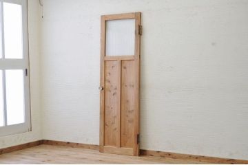 古い木味のガラスドアノブ銀モールガラスドア(扉)2