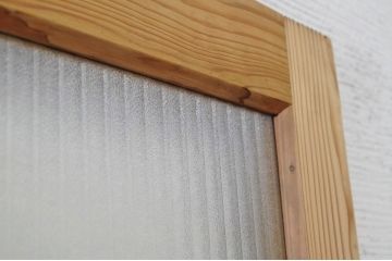 古い木味のガラスドアノブ銀モールガラスドア(扉)2