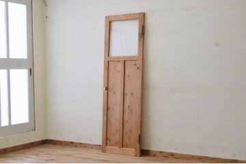 古い木味のガラスドアノブのモールガラスドア(扉)6