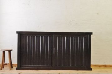 アンティーク家具　味のある縦格子時代箪笥サイドボード(水屋箪笥)