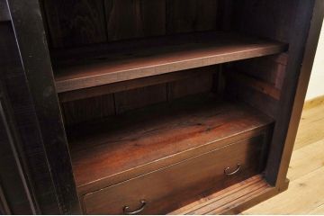 アンティーク家具　味のある縦格子時代箪笥サイドボード(水屋箪笥)
