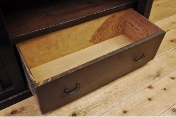 アンティーク家具　味のある縦格子時代箪笥サイドボード(水屋箪笥)