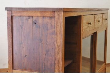 アンティーク家具　モールガラス食器棚カウンターテーブル2