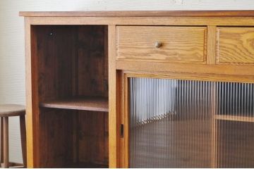 アンティーク家具　モールガラス食器棚カウンターテーブル2