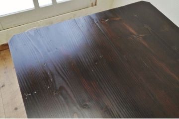 アンティーク家具　古い木の大きな両面引き出し付作業台(テーブル)