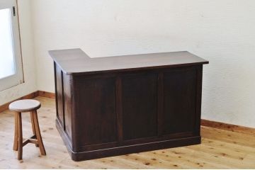 アンティーク家具　希少!古い商家のL型カウンターテーブル
