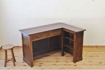 アンティーク家具　希少!古い商家のL型カウンターテーブル