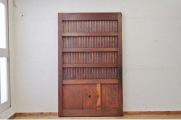 美品!古い欅材の漆塗り格子蔵戸(玄関戸)