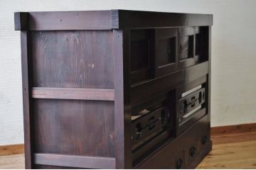 アンティーク家具　極上!古い木の六尺水屋箪笥サイドボード