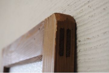 古い木の使い込まれたガラスドアノブダイヤガラス扉4