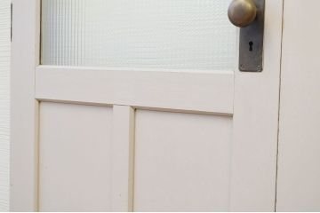 古いペイントのモールガラス両開きドア(扉)一対