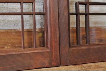 古い木の細工の細かな引き戸(ガラス戸)4枚セット1