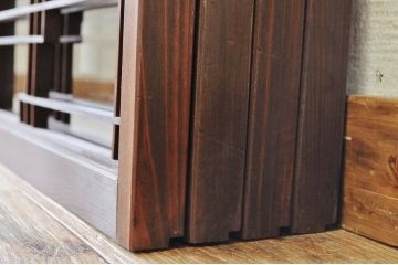 古い木の細工の細かな引き戸(ガラス戸)4枚セット1