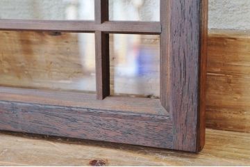 珍品!古い唐木枠の小さなガラス戸(引き戸)4枚セット
