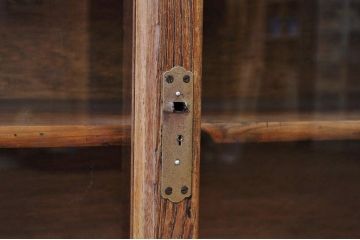 アンティーク家具　古いナラ材の大きな二段重ね収納棚(飾り棚・食器棚)