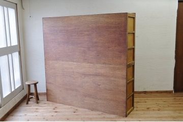 アンティーク家具　古いナラ材の大きな二段重ね収納棚(飾り棚・食器棚)