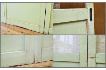 ペンキの剥げたレトロなガラス戸4枚セット
