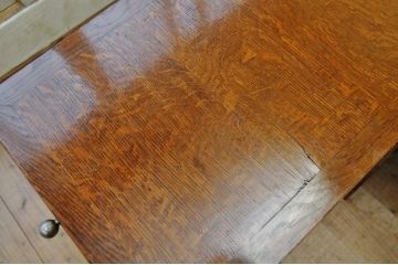 極上美品!古いナラ材の組み立て式両袖机(作業台付き)