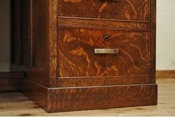 極上美品!古いナラ材の組み立て式両袖机(作業台付き)
