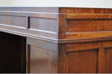 極上美品!古いナラ材の組み立て式両袖机(作業台付き)