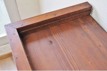 アンティーク家具　古い木のダイヤガラス収納棚(飾り棚)