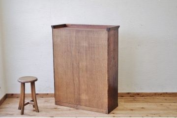 アンティーク家具　古い木のダイヤガラス収納棚(飾り棚)