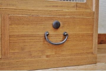 アンティーク家具　古い木味のモールガラスローボード