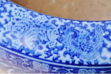 アンティーク雑貨　大振り!獅子の図の見事な瀬戸火鉢
