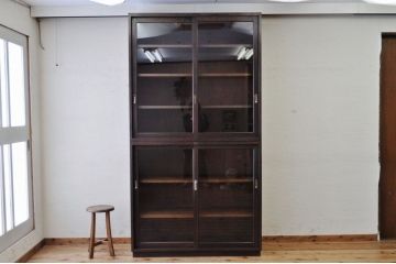 アンティーク家具　◇1970年代シンプルな二段重ね収納棚(飾り棚・食器棚)