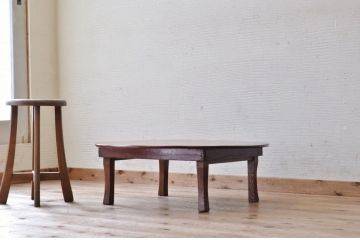 レトロ家具　古い木のレトロなアンティーク丸型ちゃぶ台?