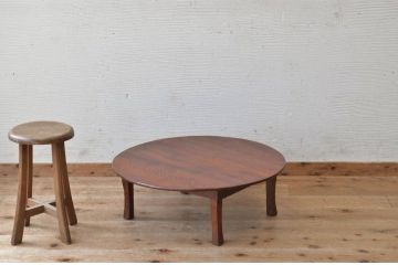 レトロ家具　古い木のレトロなアンティーク丸型ちゃぶ台?