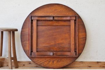 レトロ家具　古い木のレトロなアンティーク丸型ちゃぶ台?