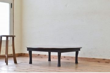 極上美品!古い栓材の丸型ちゃぶ台1