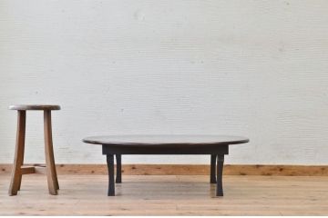 極上美品!古い栓材の丸型ちゃぶ台1