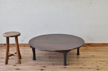 極上美品!古い栓材の丸型ちゃぶ台1