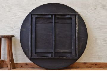 極上美品!古い栓材の丸型ちゃぶ台1