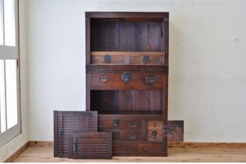 極上美品!シックな二段重ね時代箪笥帳場箪笥