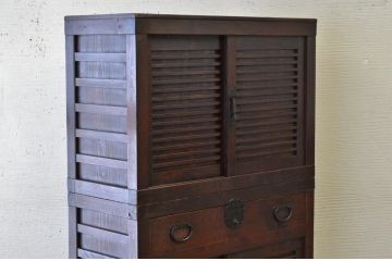 極上美品!シックな二段重ね時代箪笥帳場箪笥