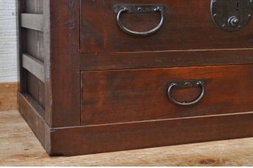 極上美品!シックな二段重ね時代箪笥帳場箪笥