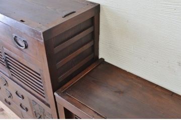 極上美品!シックな二段重ね時代箪笥帳場箪笥