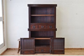 アンティーク家具　☆古民具　骨董　上質な丸桟仕上げの三尺水屋箪笥