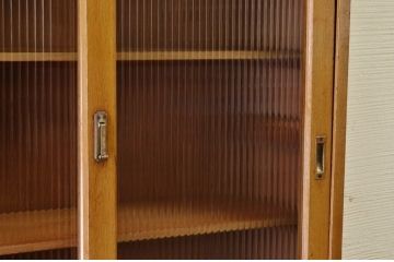 アンティーク家具　☆アンティークモールガラス二段重ね食器棚(収納棚)